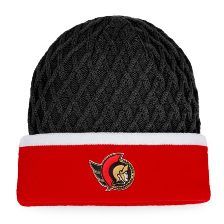 Men's Fanatics Branded Red/Black Ottawa Senators Iconic Striped Cuffed Knit Hat