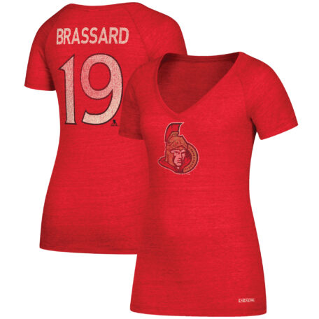 Women's CCM Derick Brassard Red Ottawa Senators Name & Number V-Neck T-Shirt