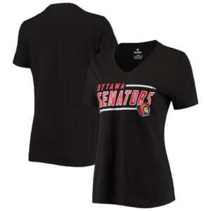 Women's Fanatics Branded Black Ottawa Senators Mascot In Bounds V-Neck T-Shirt