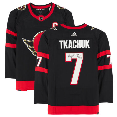 Brady Tkachuk Black Ottawa Senators Autographed adidas Authentic Jersey with "NHL Debut 10/8/18" Inscription
