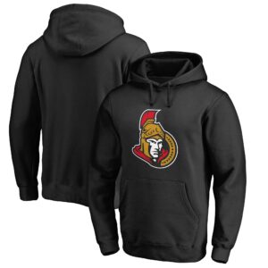 Men's Fanatics Branded Black Ottawa Senators Primary Logo Fitted Pullover Hoodie