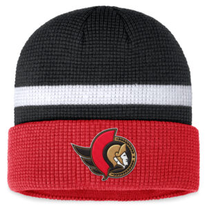 Men's Fanatics Branded Black/Red Ottawa Senators Fundamental Cuffed Knit Hat