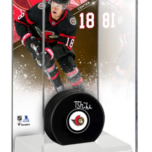 Tim Stutzle Ottawa Senators Autographed Puck with Deluxe Tall Hockey Puck Case